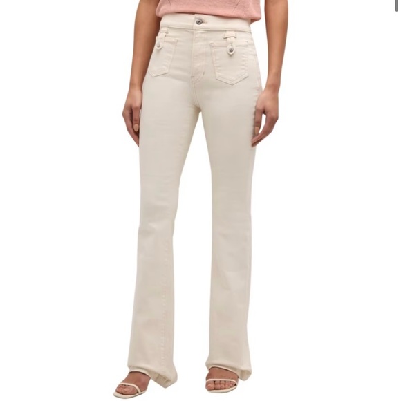 Veronica Beard Beverly flared jeans in cream denim. high rise, size 25 - Picture 2 of 9
